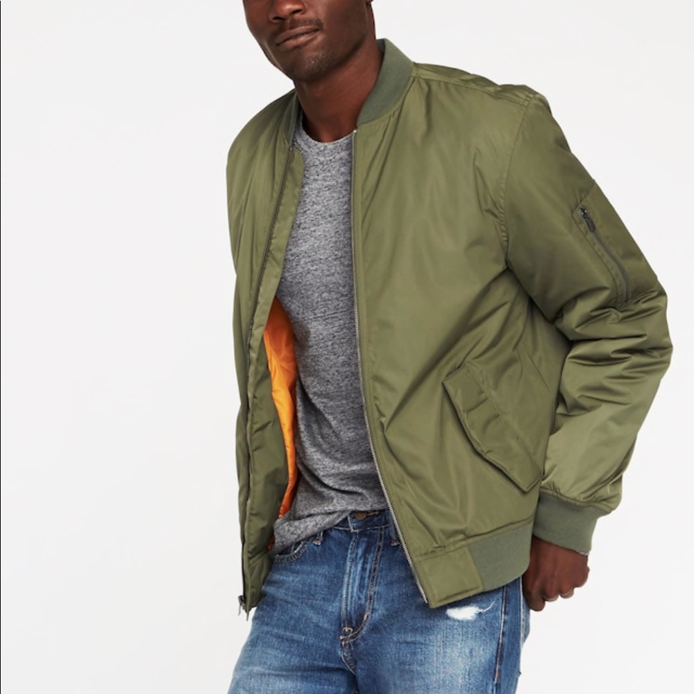 🍊Olive Green Bomber Jacket with Orange Lining 🍊
